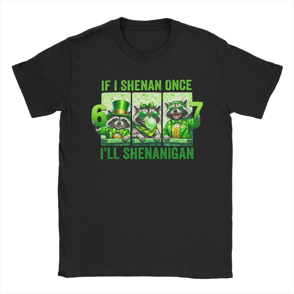 Si je Shenan Une fois Ill Shenanigan T-shirt Plage Hip Hop T-shirts Homme 100% Coton Col Rond Oversize Hauts Manches Courtes