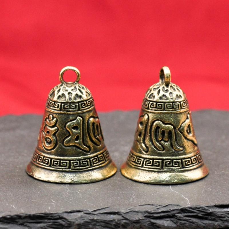 Regalo Consciente Campana de Oración Budista Cuerpo de Aleación de Zinc Y Cuerda de Madera Natural Fragante Llavero de Decoración con Mantra