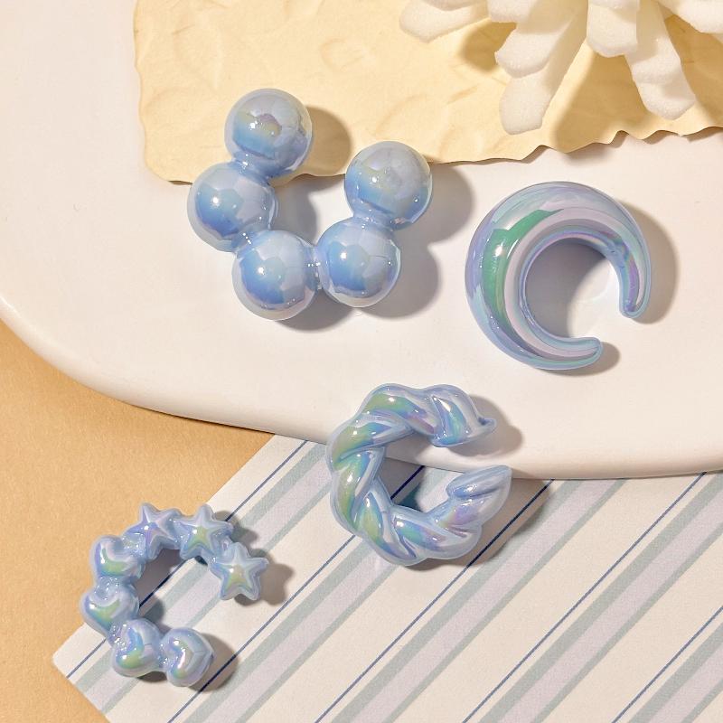 

Набор из 4 шт. женских серег-каффов без проколов, прозрачные, разноцветные, в форме неправильной буквы С, клипсы, бижутерия