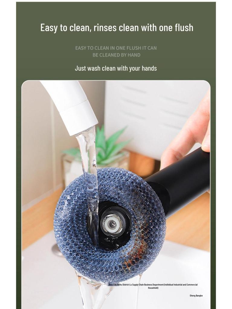 Long Handle Dishwashing Brush with Automatic Liquid Dispensing, Sponge, and Steel Wire for Pot Cleaning