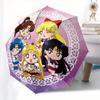 "Sailor Moon Chibi Characters Sticker" Umbrella, Cute Umbrella with Cute Design, Portable 3-Fold Compact Umbrella for Men & Women, Valentine's Day Mot
