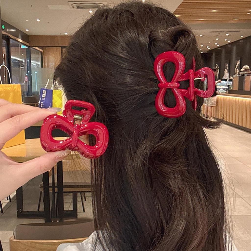 2PCS/Set Acetate Hair Claw Clips Vintage French Red Spot Dots Shark Clip Grab Clamps Women Ponytail Holder Hair Accessories