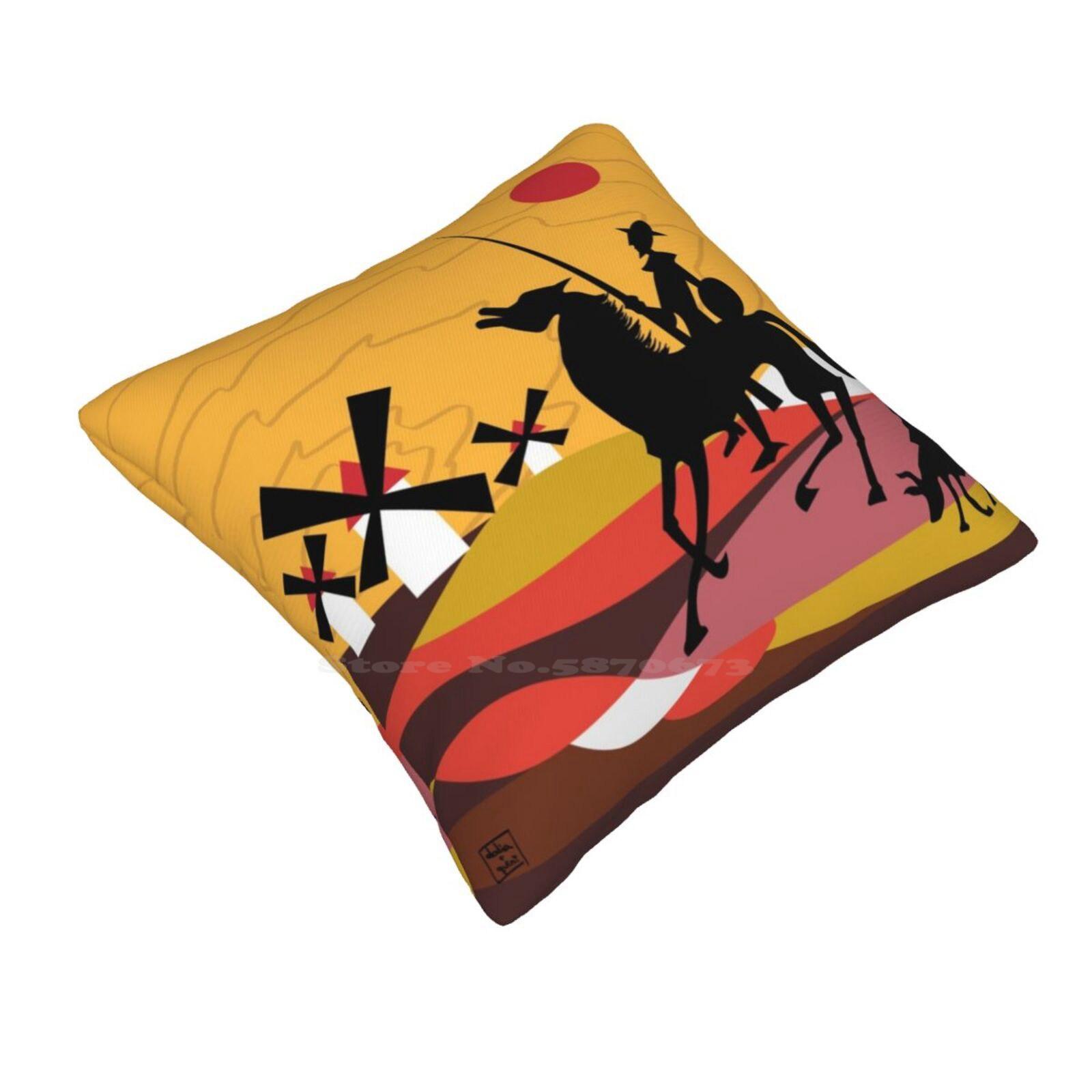 Дон Кихот из Ла-Манчи и Санчо Чехол для декоративной подушки на диван, в машину, для поясницы Дон Кихот из Ла-Манчи Санчо Панса Крутой Роман 30cmx30cm