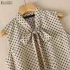 ZANZEA Women Casual Round Neck Loose Sleeveless Polka Dot Print Tank Tops