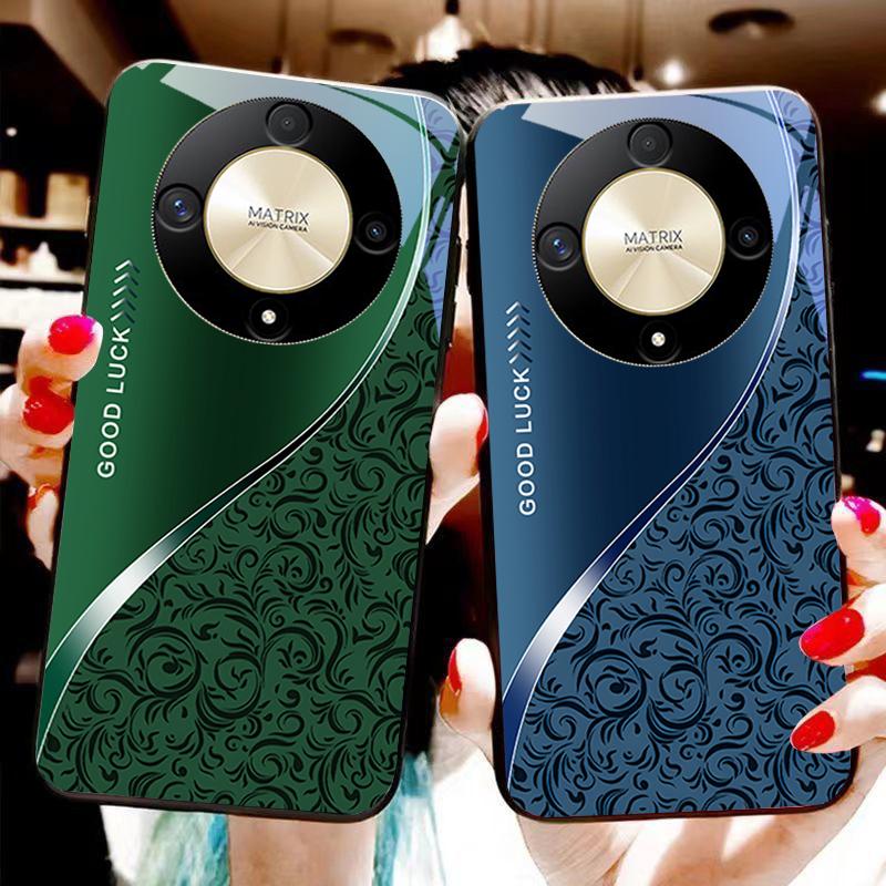 Gradient Pattern Blue For Honor Magic 6 50 70 90 Lite X7b 200 Pro Nova 10 Nova 5T X6 P30 Pura 70 Ultra Tempered Glass Phone Case