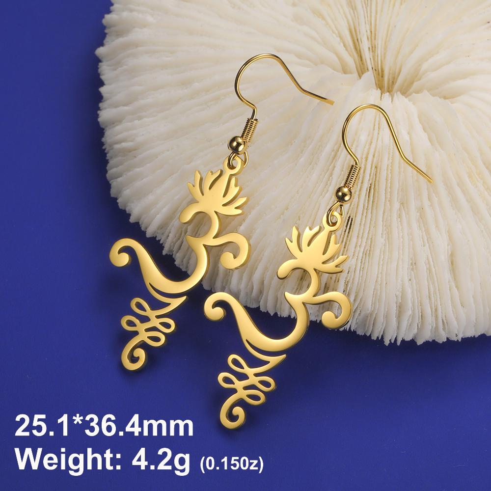Dawapara Lotus Unalome Earrings Spiritual Shiva Yoga Symbol OM Aum Butterfly Pendant Stainless Steel Jewelry