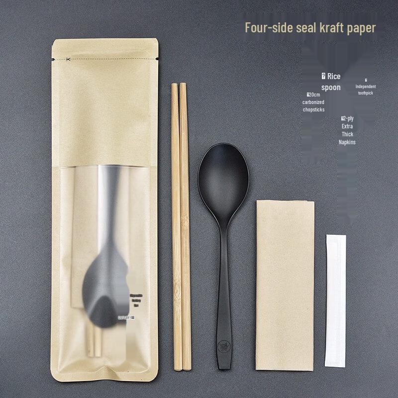 ZISIZ Disposable Bamboo Spoon and Chopsticks Set