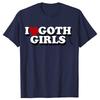 Lustiges Ich liebe Goth-Mädchen Rotes Herz Grafik T-Shirts T-Shirt Herren Damenmode Lässig Übergroß 100% Baumwoll T-Shirt