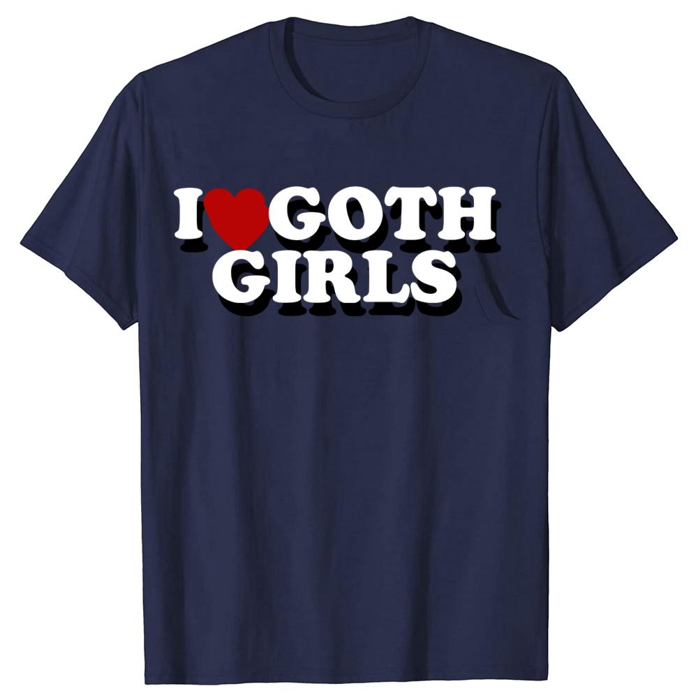 Lustiges Ich liebe Goth-Mädchen Rotes Herz Grafik T-Shirts T-Shirt Herren Damenmode Lässig Übergroß 100% Baumwoll T-Shirt