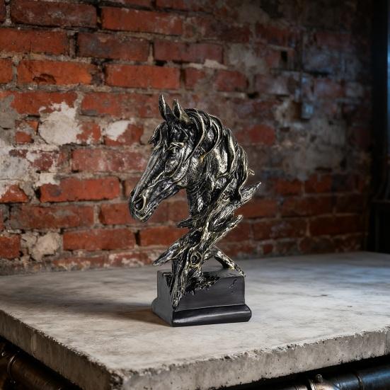 Horse Head Ornament Unique Appearance Decorative Sculpture Animal Figurine Table Equestrian Decoration