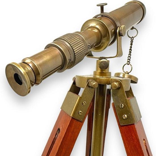Nautical Brass Telescope with Wooden Stand Home Decor Gift Rustic Home Decor Gift