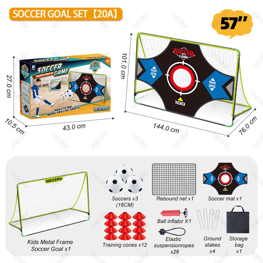 57 Inch Kids Soccer Goal Set Iron Soccer Training Equipment Outdoor Sports Gift Portable Soccer Toy