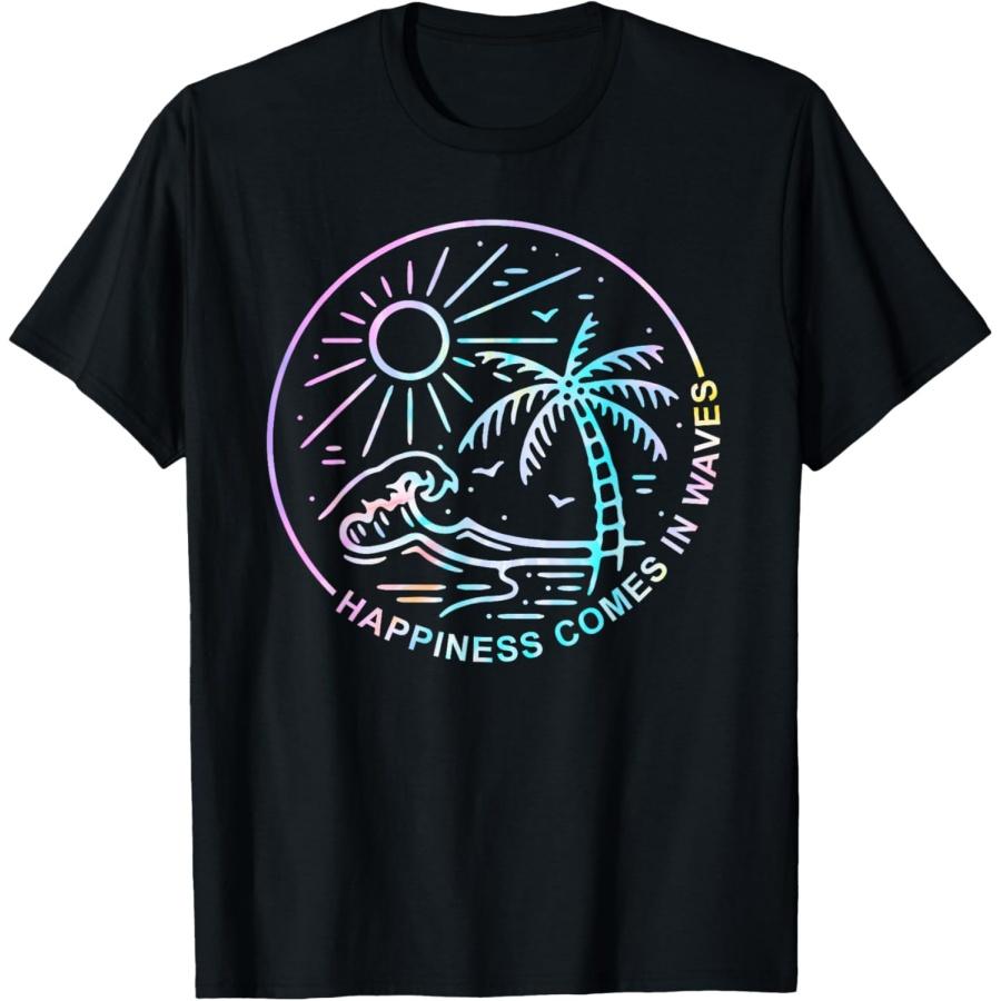 Happiness Comes In Tie Dye Waves Summer Matching Vacation Men Women T-Shirt XXXXXL чёрный