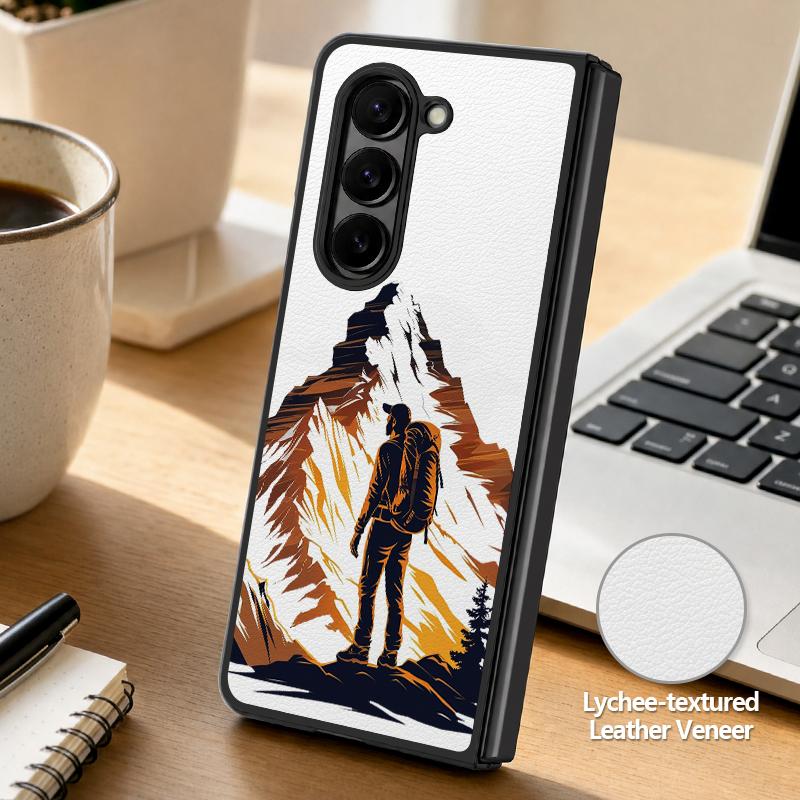 Mountain Landscape Case For Samsung Galaxy Z Fold 8 Ultra 7 6 5 Fold8 Fold7 Fold6 Luxury Leather Skin Hard Folding Phone Cover