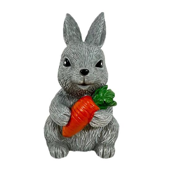Resin Bunny Figurine Light Up Bunny Holding Carrot Statue Easter Rabbit Sculpture for Spring Farmhouse Home Table Decor