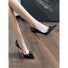 Skinny sexy shoes, side empty high heels, spring and summer pointed head, thin heel bow.