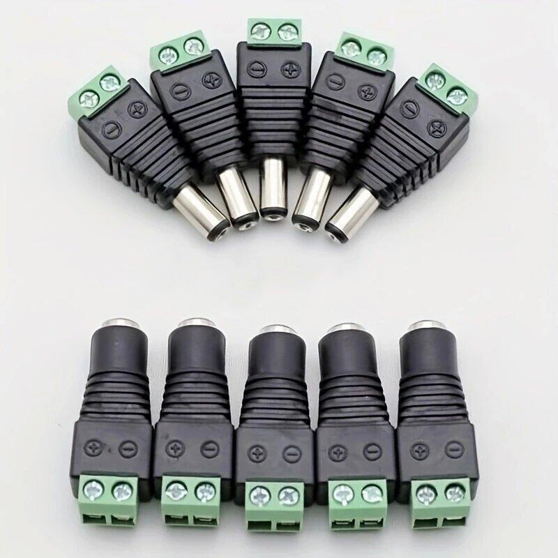 5pcs DC Male Female Terminals 12V Power Connector 2.1mm X 5.5mm Plug Adapter for CCTV Cameras 5050 3528 Single Color LED Strp