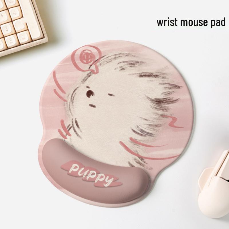 Cute Girl Dog Wrist Rest Mouse Pad & Keyboard Pillow for Office Desk