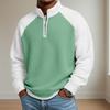 Spring Autumn Waffle Tops Men Patchwork Half Zipper Stand Collar Sweatshirts Fashion Pullover Hoodie Streetwear Man