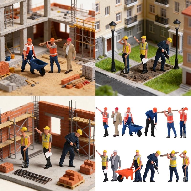Professional Craft Construction Team Figures 1:64 Scale Resin Art Accessories For Model Railroad And Displays