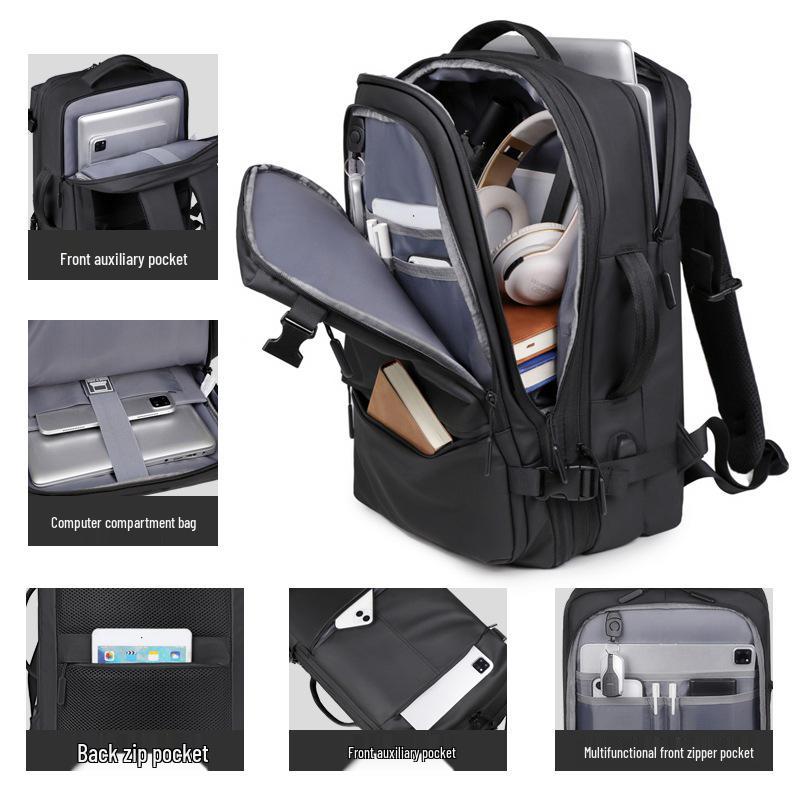 Expandable Fashion Backpack: High-Capacity Cross-Border Unisex Design for Business, Travel, and School