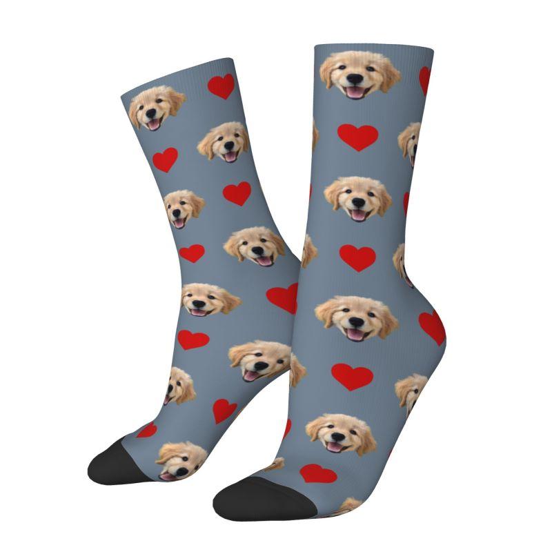 Fashion Print Personalized Face Custom Dog Photo Socks for Women Men Stretchy Summer Autumn Winter Crew Socks