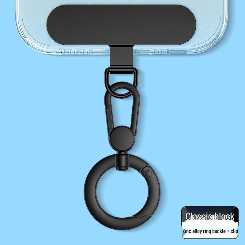 Rotatable Snap Hook Lanyard with Detachable Ring, Metal Hook, Bell, and Enamel Strap with Stainless Steel Clip.