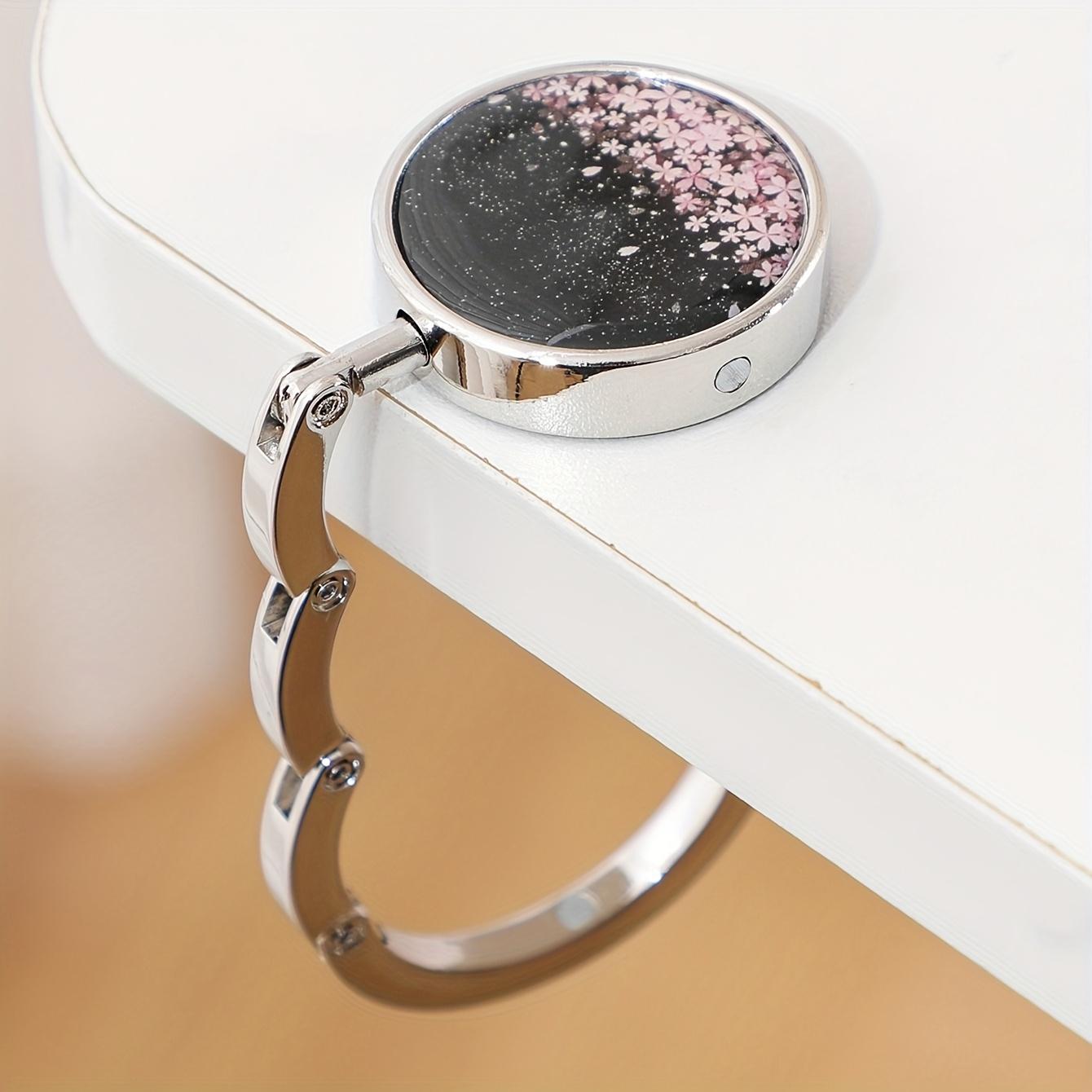 

Vintage Cherry Blossom Handbag Hook, Foldable Zinc Alloy Purse Hanger for Table, Portable Travel Accessory Gift бронзовый