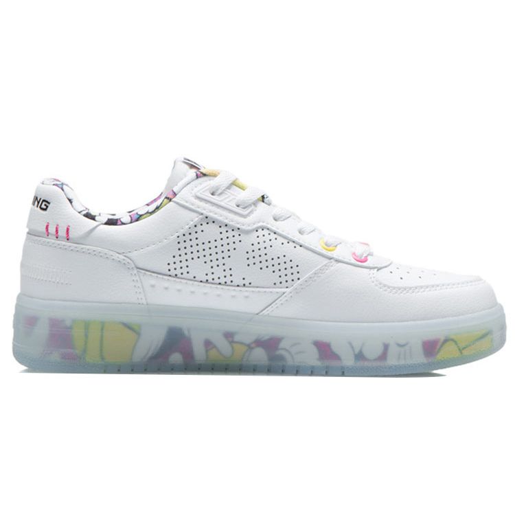 Li Ning Disney X  Collaboration Series Non-Slip Shock Absorbing Durable Low-Top Skate Shoes Women Sneakers White AGCR204-5