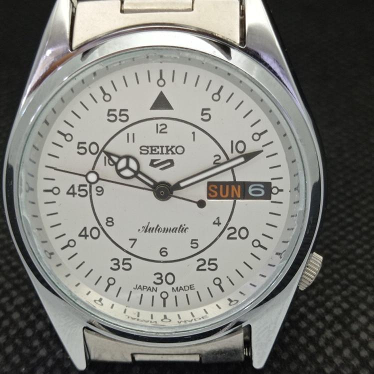CEAS BĂRBAȚI D/D ALB SEIKO 5 AUTOMAT 6309A JAPONIA VINTAGE RECONDITIONAT a318611-9 Seiko-a318611-1