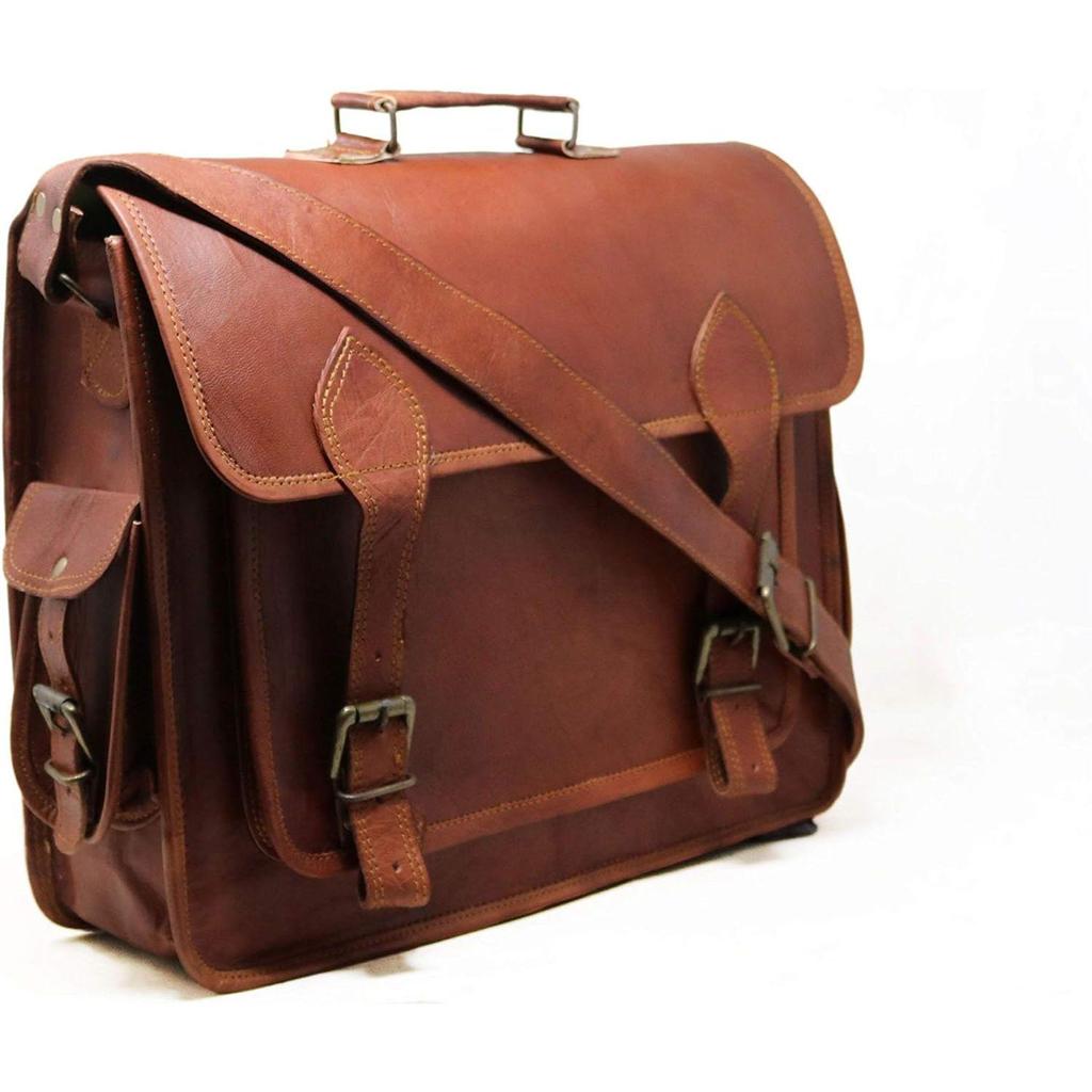 leather messenger bag laptop case office briefcase gift for men computer distressed shoulder bag