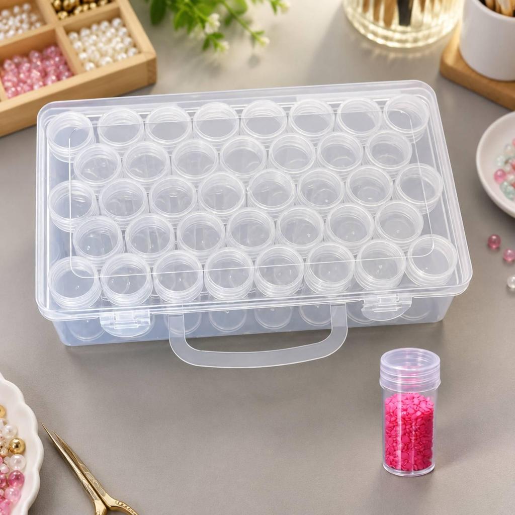 Transparent Storage Box with Hinged Lid Portable Bead Identification Labels Sheets