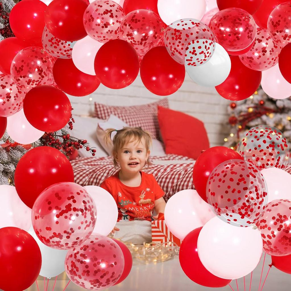 12inch 50pcs purple and red balloon set with confetti,suitable for weddings,birthdays,pop parties,bridal showers, gatherings