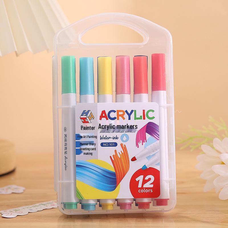 48-Color Acrylic Water-Based Marker Pens for Kids - Waterproof, Ink-Proof, Candy Colors for Paper Drawing & Painting. Regular