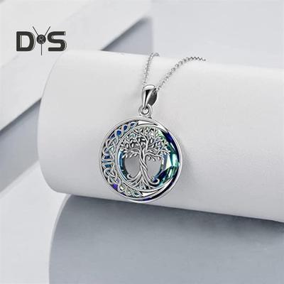 Pendant Necklace Tree of Life Faux Crystal Hollow Out Adjustable Chain Symbolizes Good Luck Health Growth Birthday Anniversary Gift Clavicle Necklace