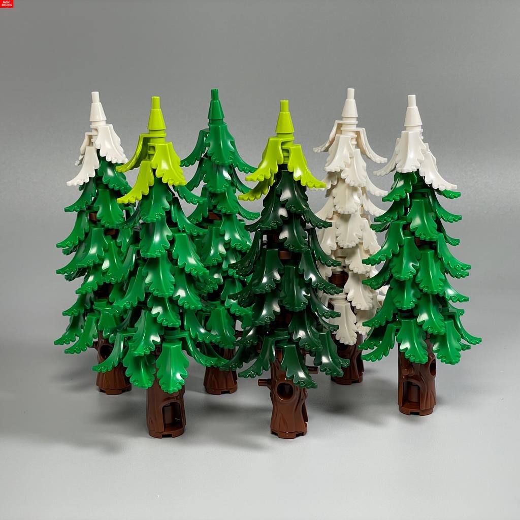 Non-Toxic Moc Bricks Height About 147Mm Pine And Cypress Snowfield Ice Skiing Winter Park Secene Educational Building Blocks Kids Toys