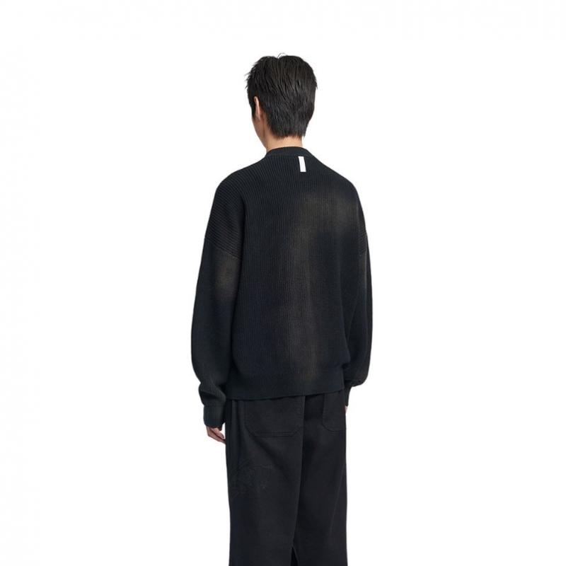 Nomanual Knit Zip Up   Spray Dyeing   Black