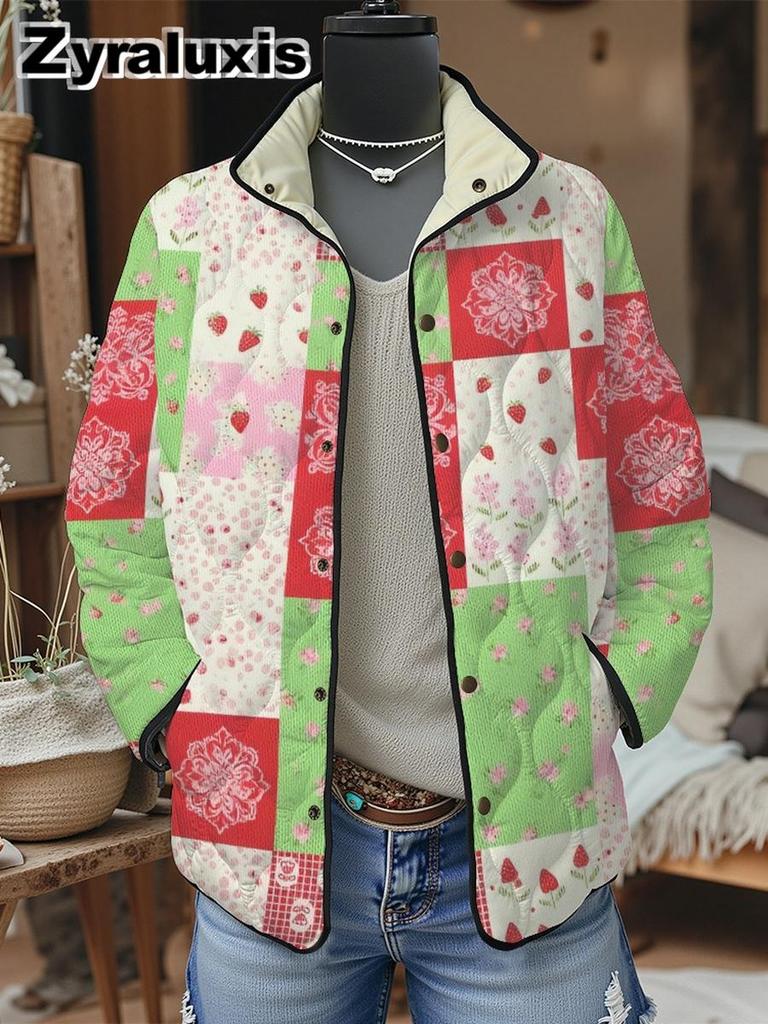 Women's Padded Cotton Jacket Floral Digital Print Women's Cotton Jacket