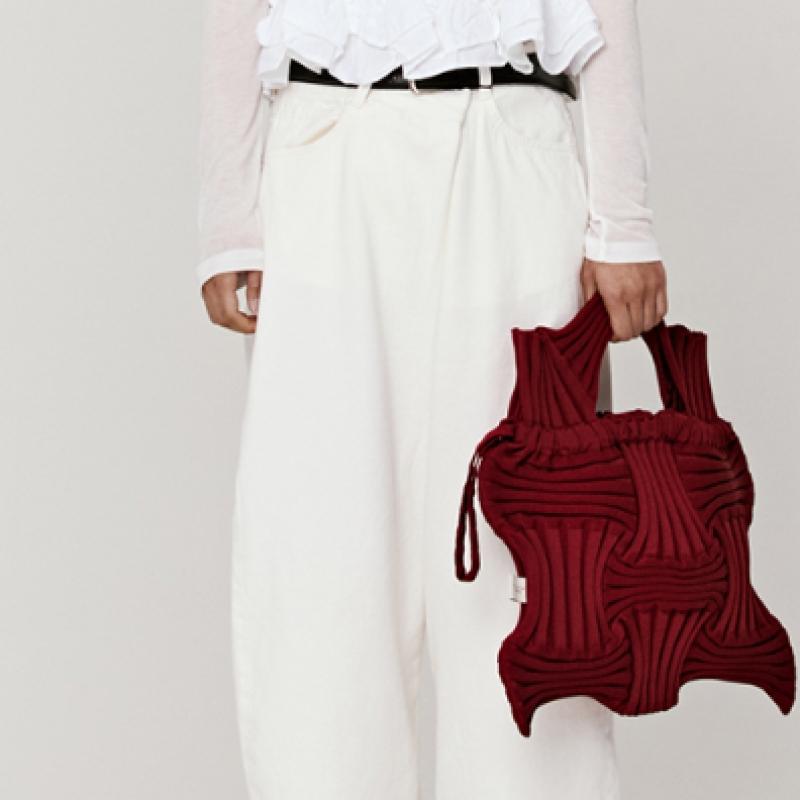 Pleatsmama Big Bow Bag Burgundy