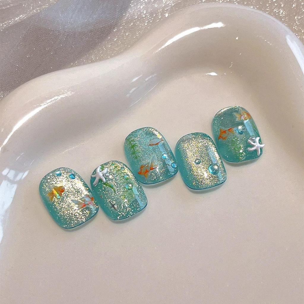 Summer Seashell & Goldfish Laser Waterproof Nail Stickers