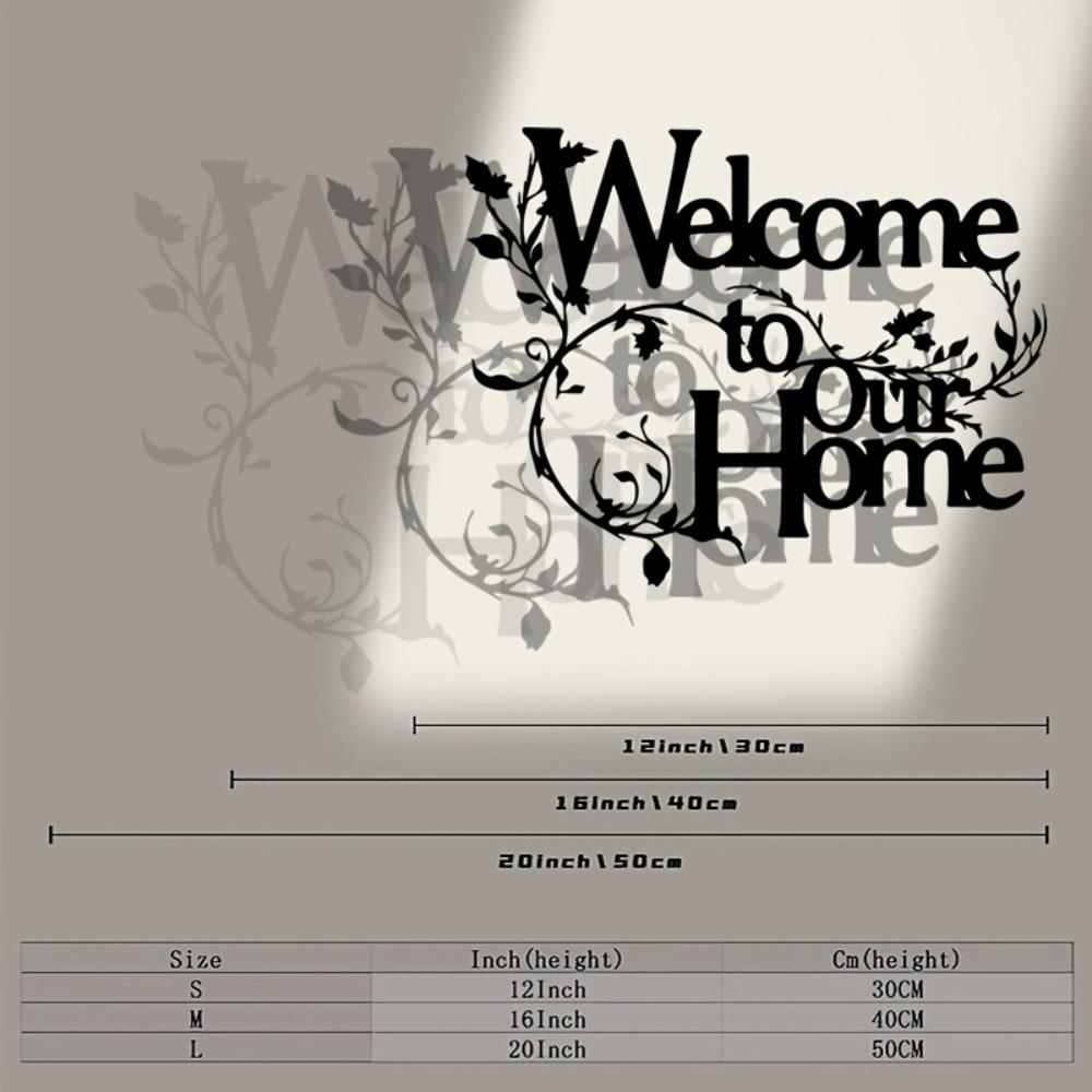 Wrought Iron Metal Wall Art Decor, Farmhouse Hanging Sign for Living Room Office, Welcoming Home Letter Design