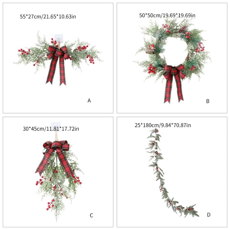 Holiday Charm Pine Branch Wreath Christmas Wreath Hangings with Pinecones and Berries for Welcoming Door Decors