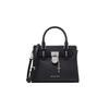 Série Hamilton Decoração Prateada Bolsa com Fecho de Couro Pequena Feminina Preta