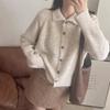 Lazy Single-breasted Solid-color Knitted Sweater Women's Cardigan Autumn and Winter Wear Loose and Thin Top Jacket