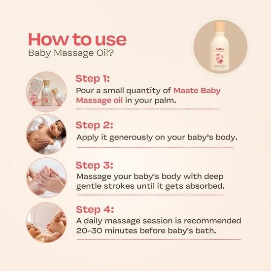 Maate Baby Massage Oil 150ml | Massage Oil for Newborn Baby & Kids | Enrich with Brahmi, Noni| Baby Massage Oil 0-12yr | Cruelty-Free