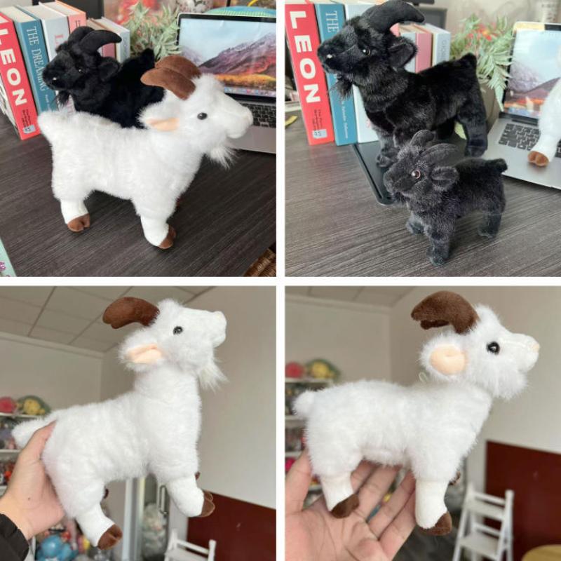 1Pcs Realistic Goat Plush Stuffed Toy With Soft Fluffy Material And Lifelike Design For Home Decor Kids Birthday Holiday Gifts