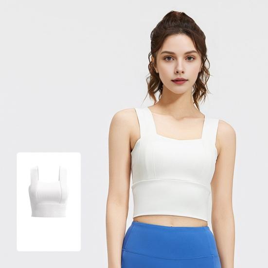 Women's Square Neck Sports Bra Padded Workout Crop Tank Top with Built-in Bra for Yoga Gym Fitness Running