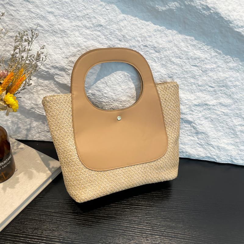 

Ретро контрастная цветная вставка соломенная плетеная сумка новая женская простая модная сумка большая вместимость трендовая литературная плетеная сумка хаки