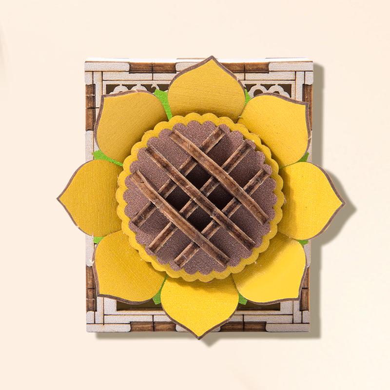 

Handmade 3D Wooden Flower Refrigerator Magnet & DIY Puzzle Stickers