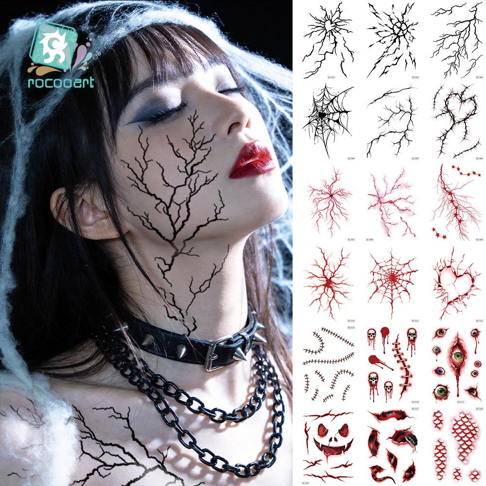 Waterproof Halloween Tattoo Stickers: Realistic Scars, Veins, and Cracks for Face and Arms